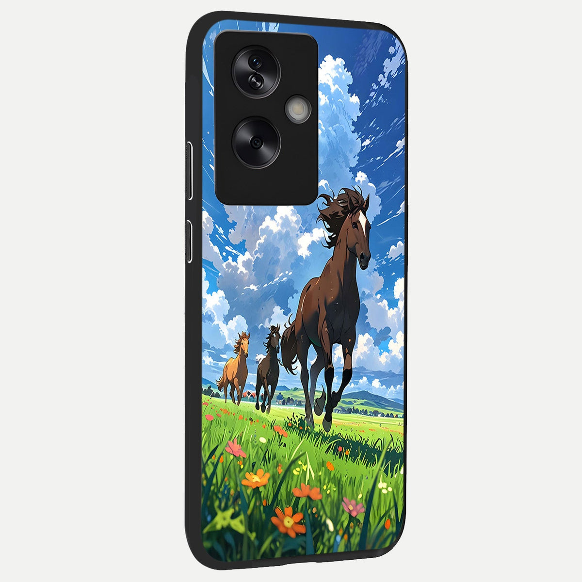  Majestic Horses Galloping back cover For Oppo A79 slim fit glass case with vibrant aesthetic design