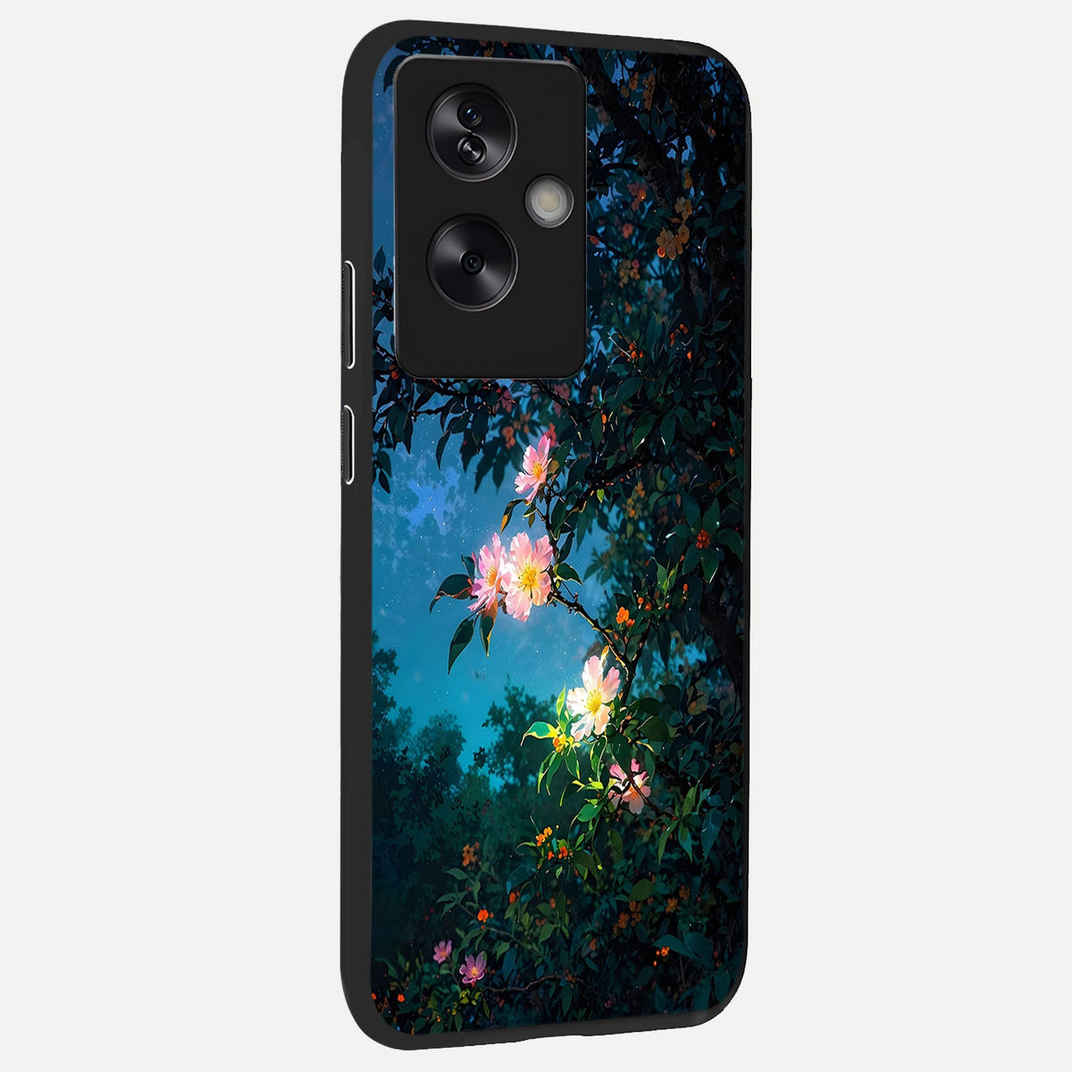  Midnight Bloom Glow back cover For Oppo A79 slim fit glass case with vibrant aesthetic design