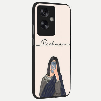  Mirror Mood Muse With Custom Name back cover For Oppo A79 slim fit glass case with vibrant aesthetic design