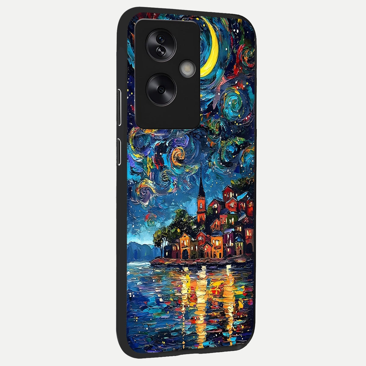  Moonlight Harbor Glow back cover For Oppo A79 slim fit glass case with vibrant aesthetic design