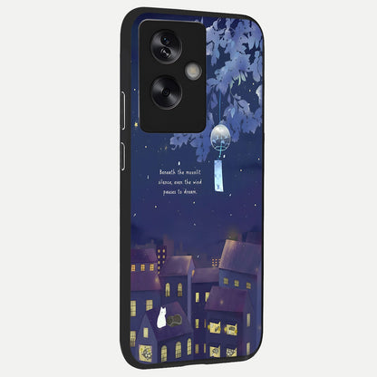  Moonlit Cat Silence back cover For Oppo A79 slim fit glass case with vibrant aesthetic design