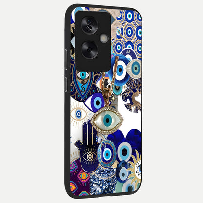  Mystic Charm Eye back cover For Oppo A79 slim fit glass case with vibrant aesthetic design