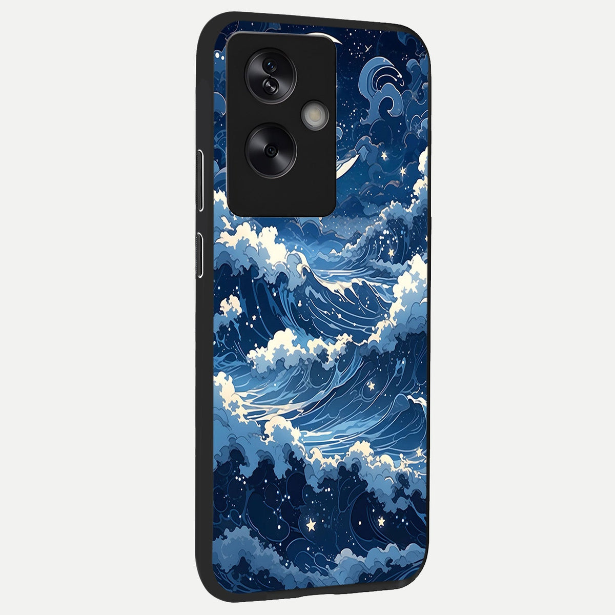  Ocean Moon Waves back cover For Oppo A79 slim fit glass case with vibrant aesthetic design