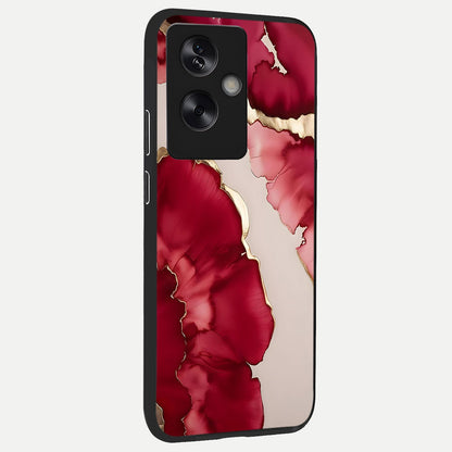  Pink And White Marble back cover For Oppo A79 slim fit glass case with vibrant aesthetic design
