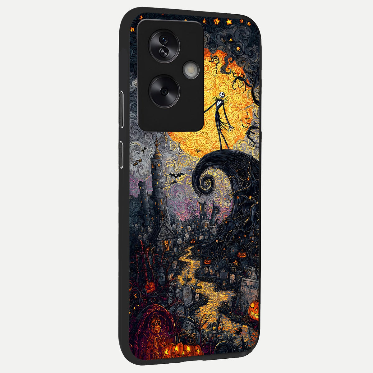 Pumpkin Moon Night back cover For Oppo A79 slim fit glass case with vibrant aesthetic design