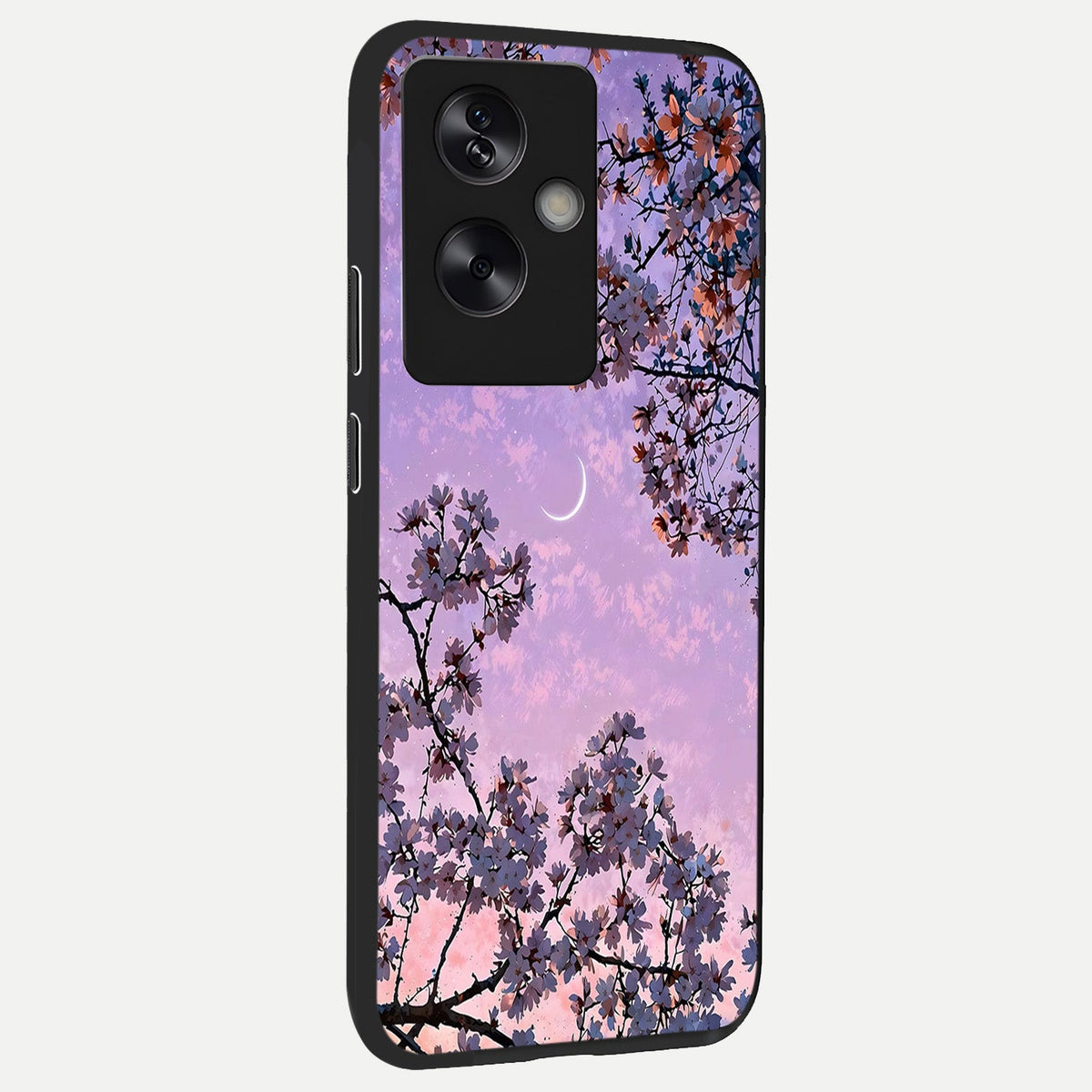  Purple Serenity Moon back cover For Oppo A79 slim fit glass case with vibrant aesthetic design