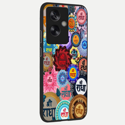  Radha Divine Bloom back cover For Oppo A79 slim fit glass case with vibrant aesthetic design