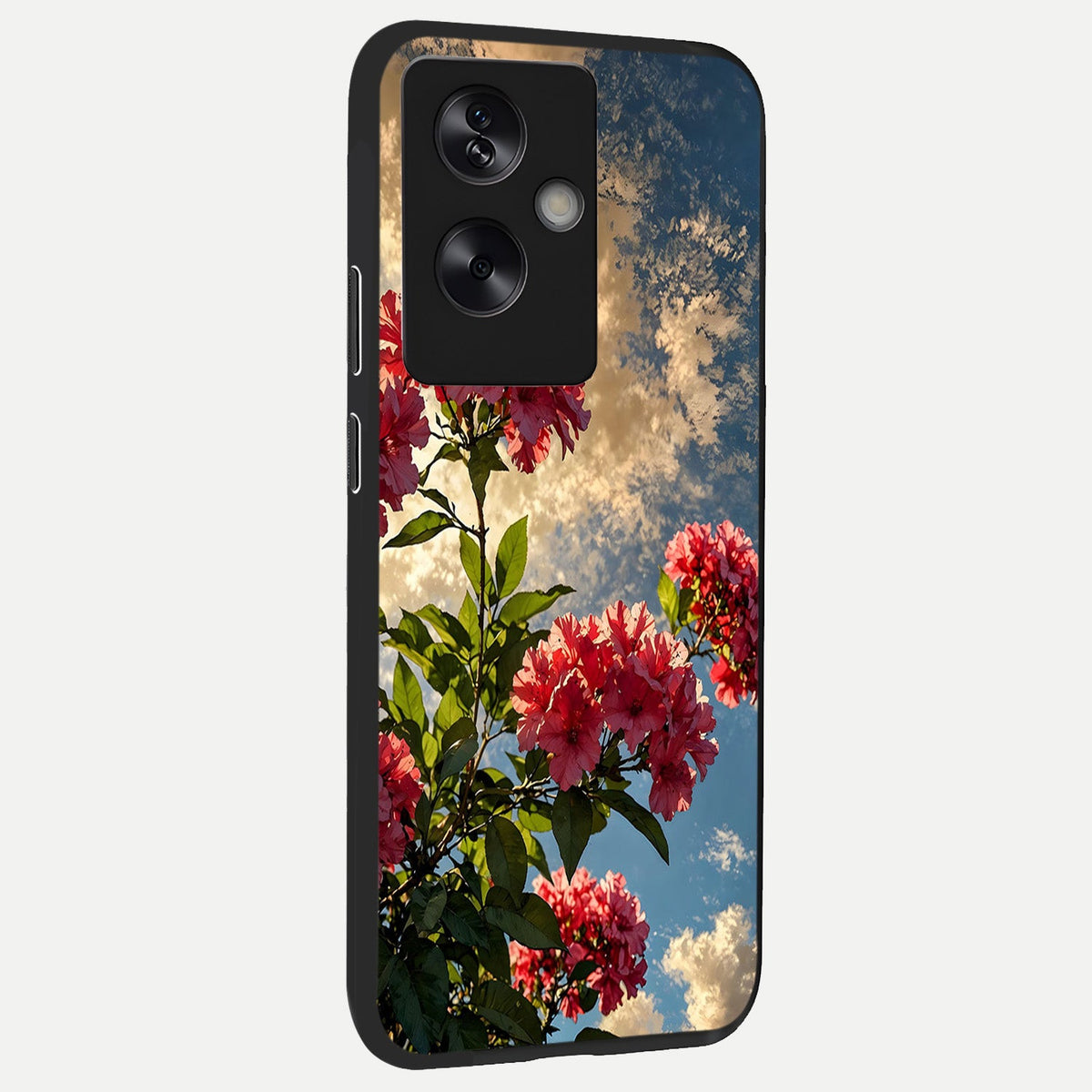  Red Bloom Skies back cover For Oppo A79 slim fit glass case with vibrant aesthetic design