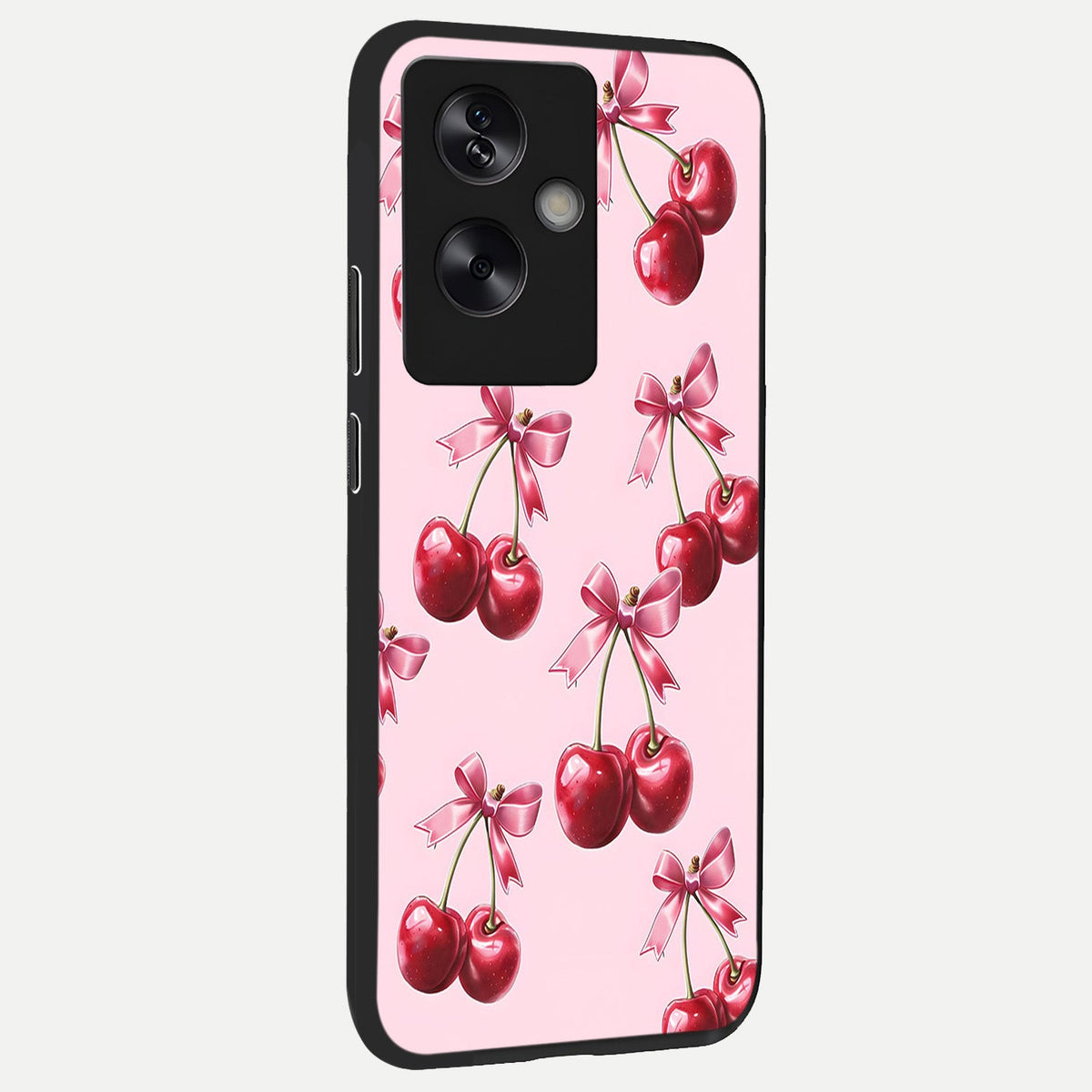  Red Cherries Pattern back cover For Oppo A79 slim fit glass case with vibrant aesthetic design