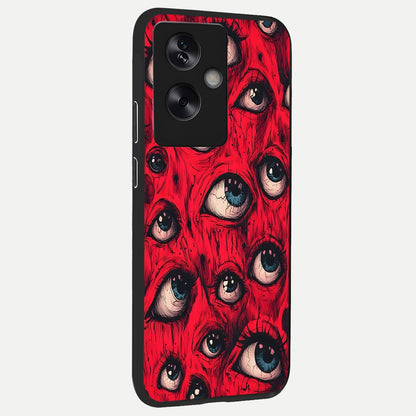  Red Eyes Pattern back cover For Oppo A79 slim fit glass case with vibrant aesthetic design