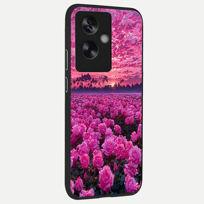  Rose Sunset Valley back cover For Oppo A79 slim fit glass case with vibrant aesthetic design