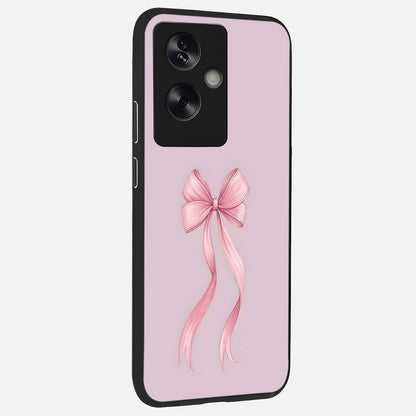  Soft Blush Bow back cover For Oppo A79 slim fit glass case with vibrant aesthetic design