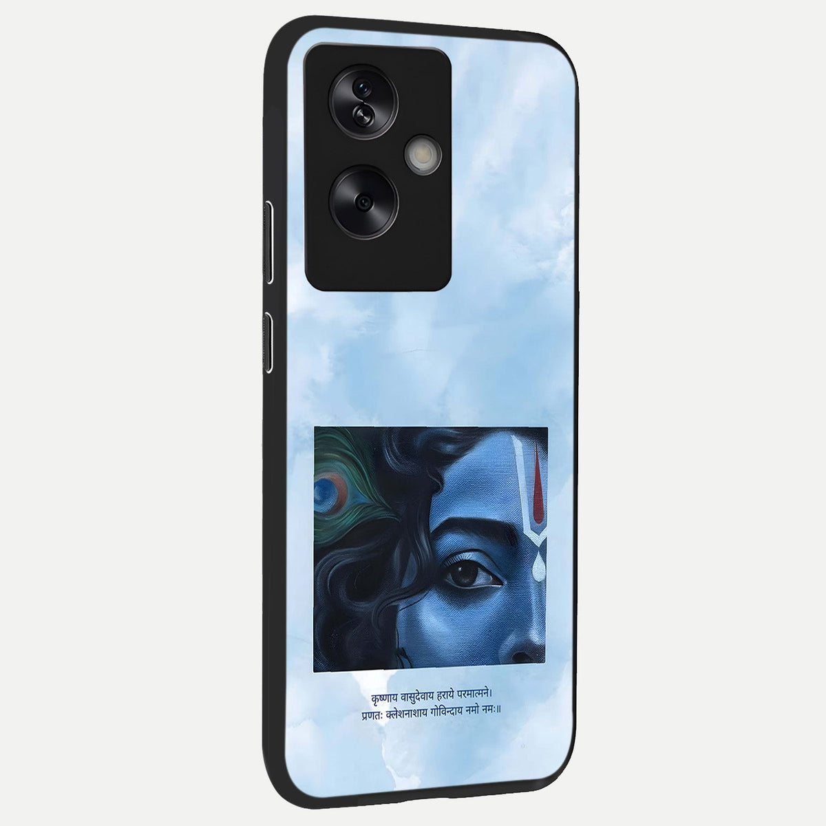  Spiritual Krishna back cover For Oppo A79 slim fit glass case with vibrant aesthetic design