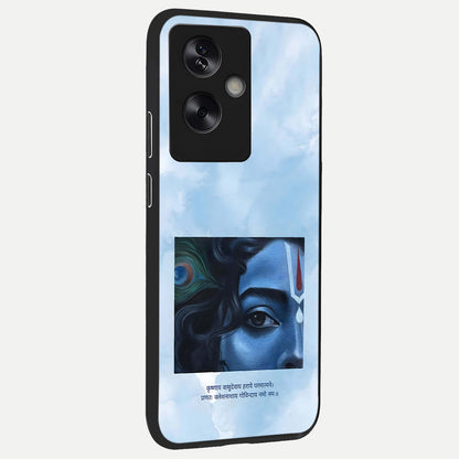  Spiritual Krishna back cover For Oppo A79 slim fit glass case with vibrant aesthetic design