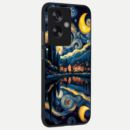  Starry Sky Serenity back cover For Oppo A79 slim fit glass case with vibrant aesthetic design