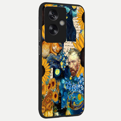  Sunflower Chic Mood Custom Name back cover For Oppo A79 slim fit glass case with vibrant aesthetic design
