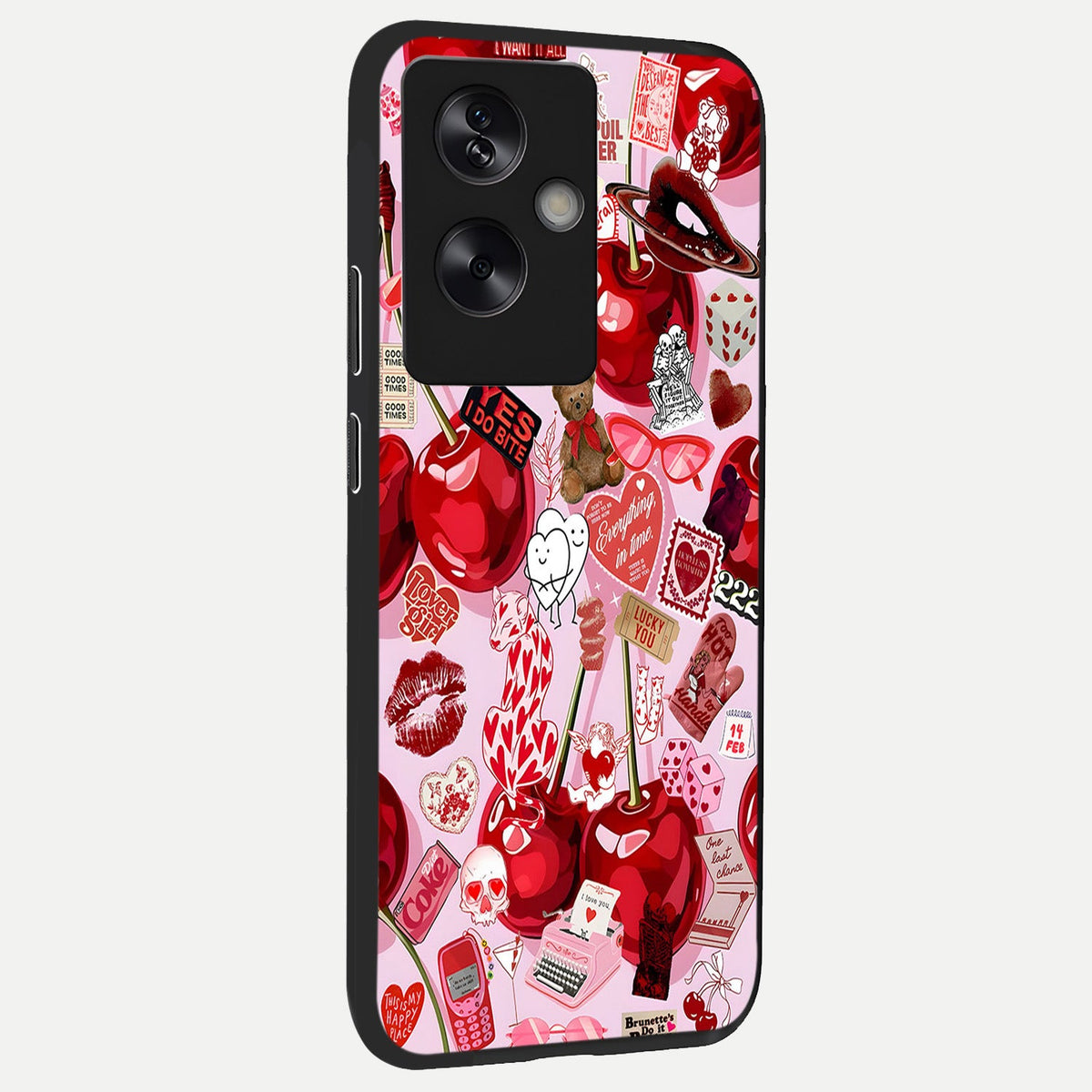  Sweet Cherry Chaos back cover For Oppo A79 slim fit glass case with vibrant aesthetic design