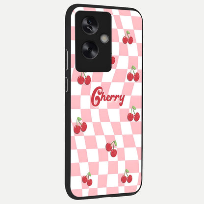  Sweet Cherry Vibes back cover For Oppo A79 slim fit glass case with vibrant aesthetic design