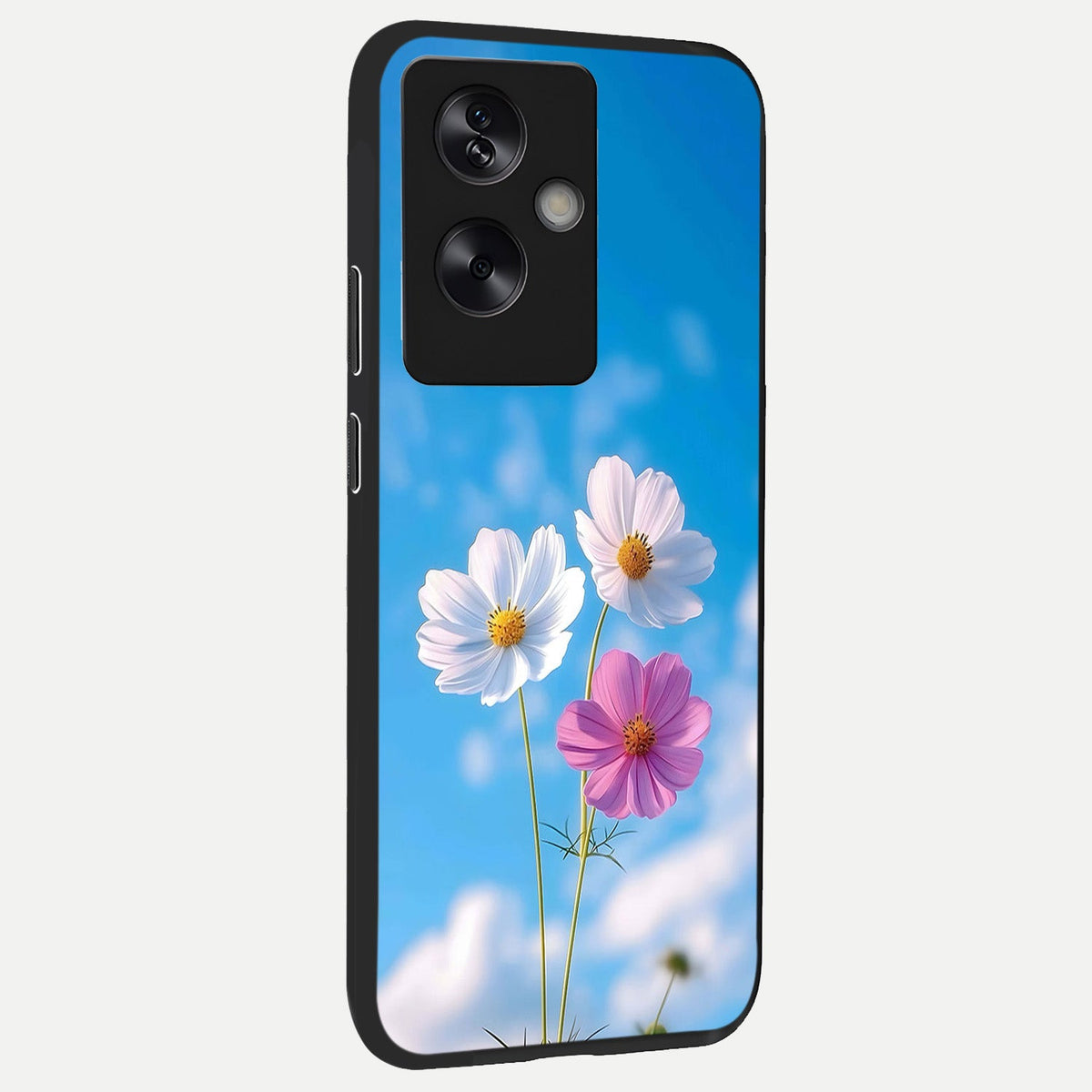  Tripple Flowers With Sky back cover For Oppo A79 slim fit glass case with vibrant aesthetic design
