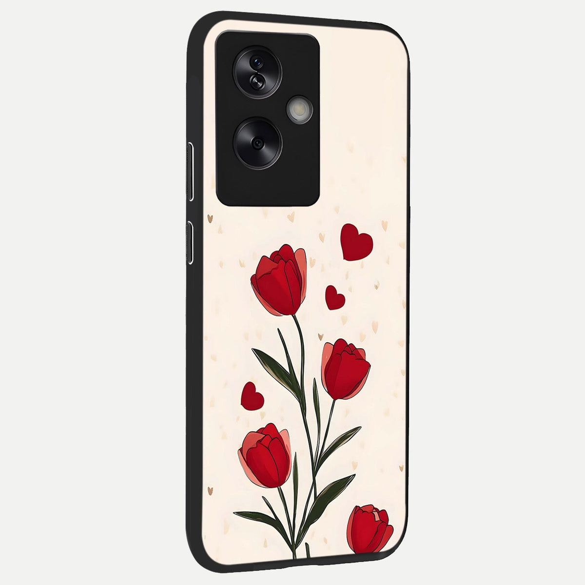  Tulip With Heart back cover For Oppo A79 slim fit glass case with vibrant aesthetic design