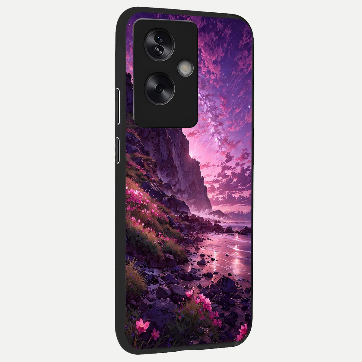  Twilight Blossom Coast back cover For Oppo A79 slim fit glass case with vibrant aesthetic design