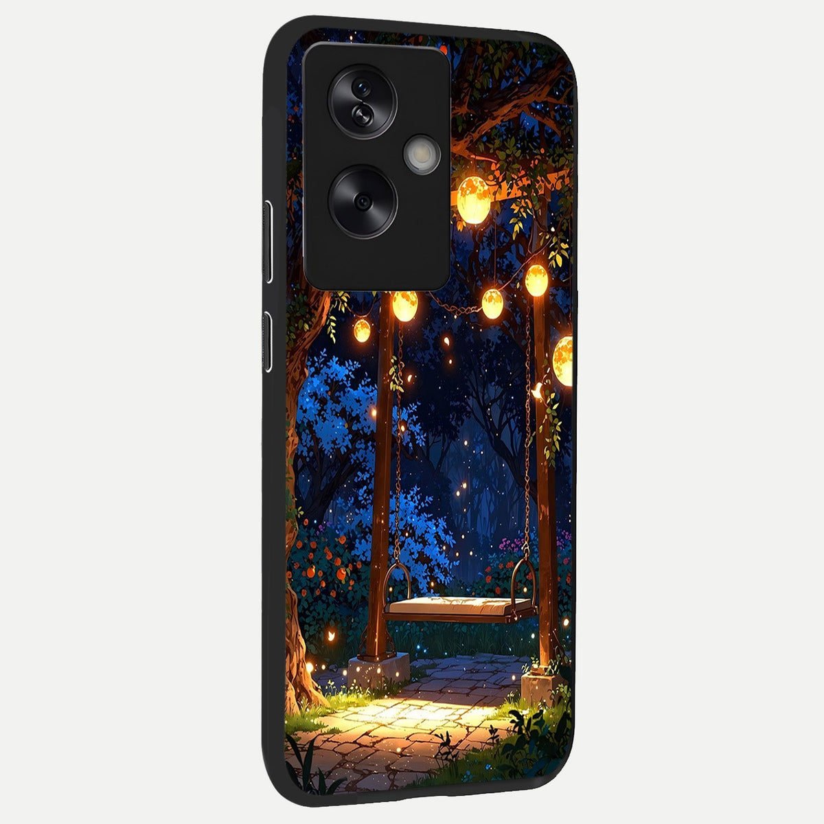  Twilight Garden Swing back cover For Oppo A79 slim fit glass case with vibrant aesthetic design