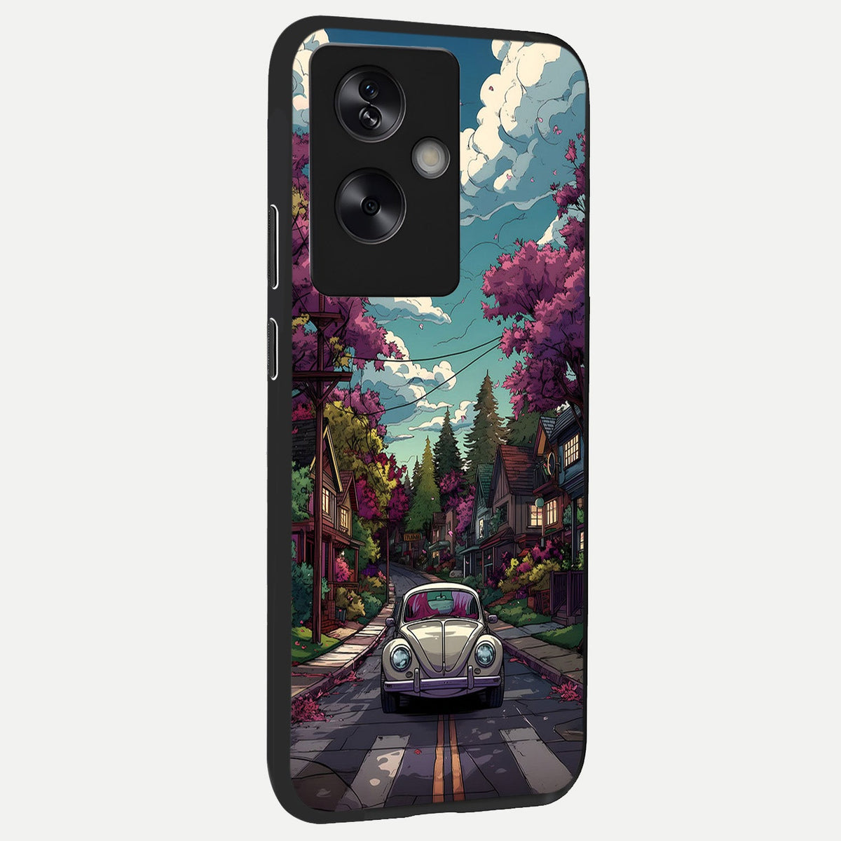  Vintage Street Drive back cover For Oppo A79 slim fit glass case with vibrant aesthetic design