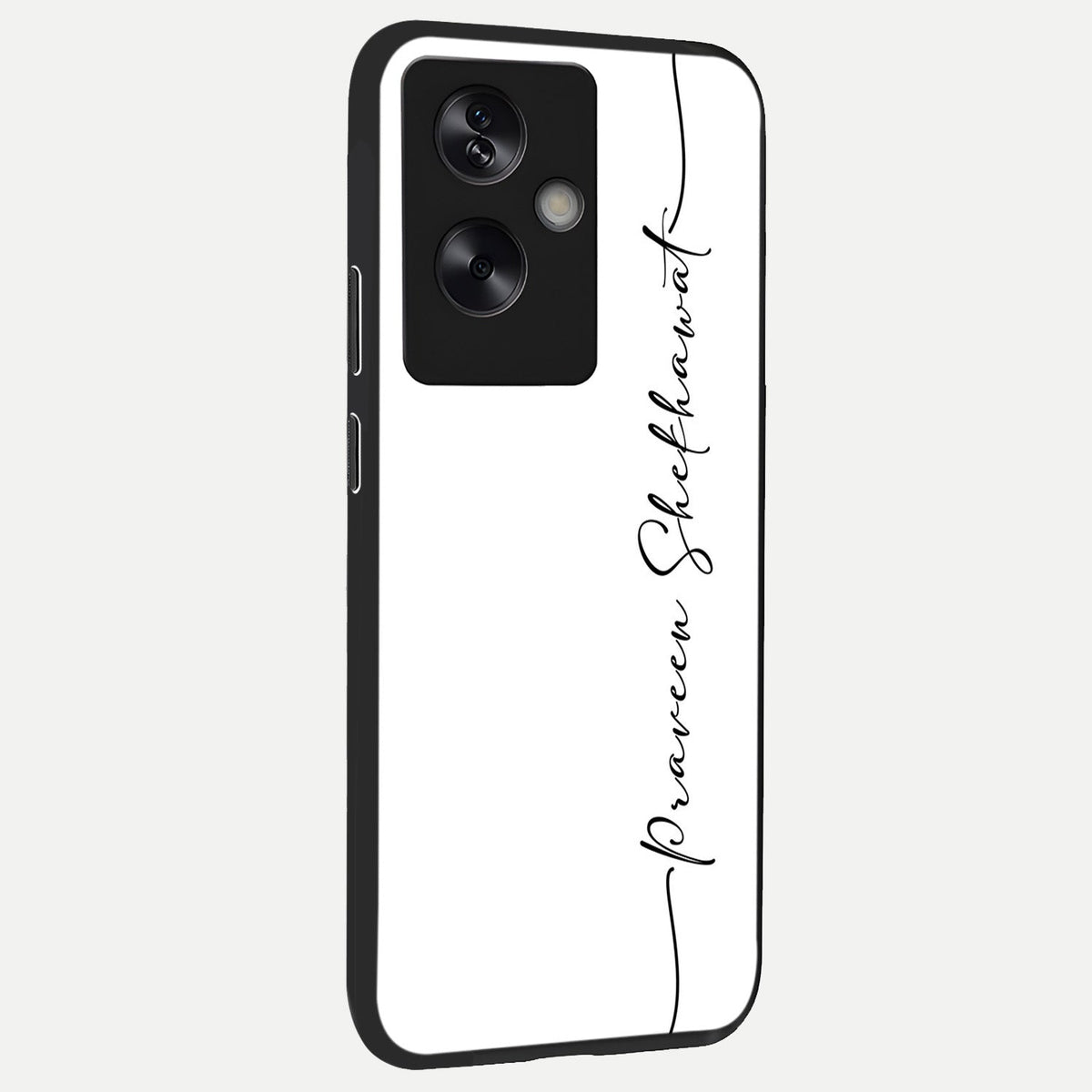  White Tune Custom Name back cover For Oppo A79 slim fit personalized glass case with aesthetic design