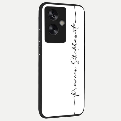  White Tune Custom Name back cover For Oppo A79 slim fit personalized glass case with aesthetic design