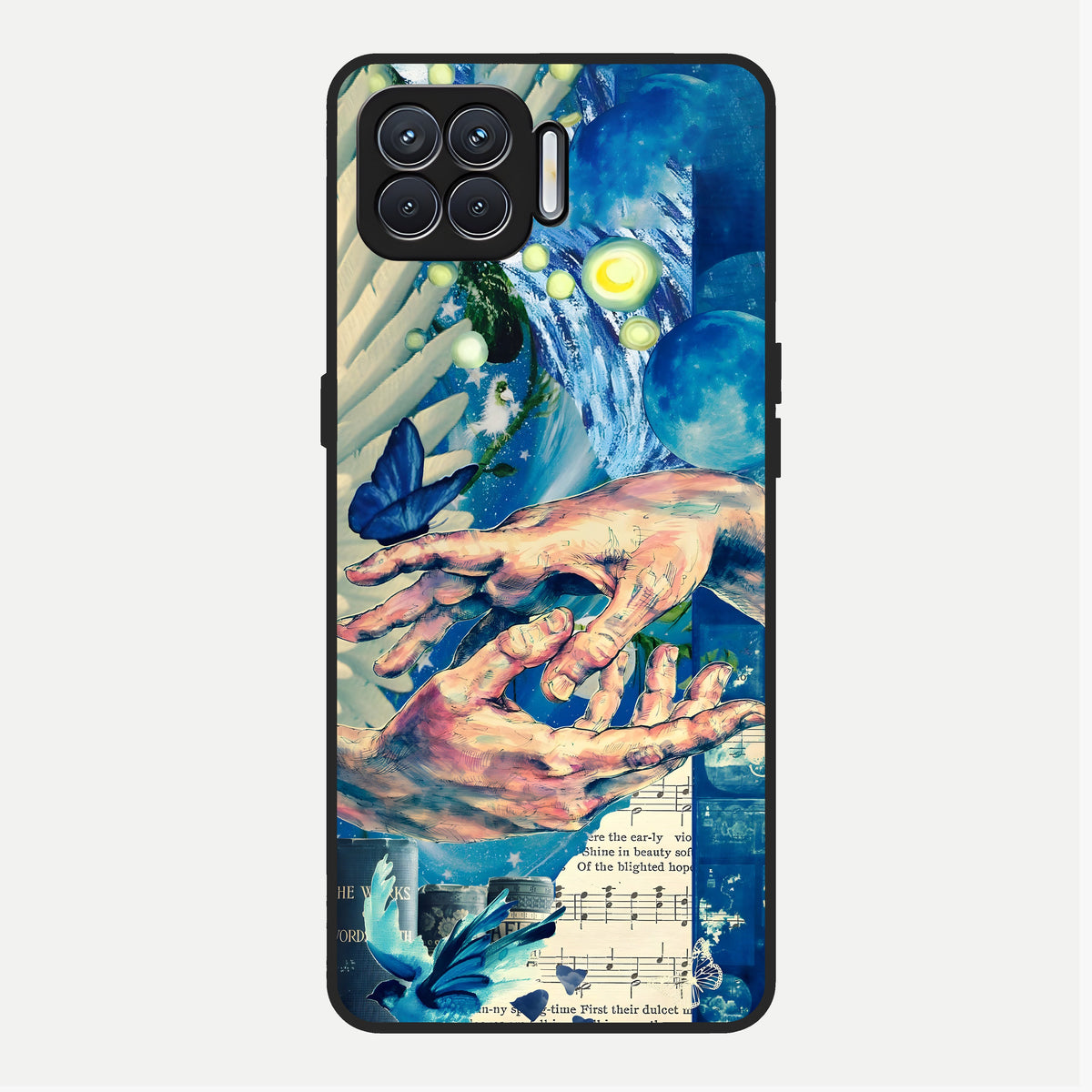  Aesthetic Divider Glass Case For Oppo F17 back cover – full design glossy printed glass finish