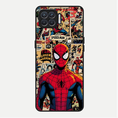  Aesthetic Spider Glass Case For Oppo F17 back cover – full design glossy printed glass finish