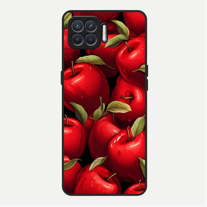  Apple Pattern Glass Case For Oppo F17 back cover – full design glossy printed glass finish