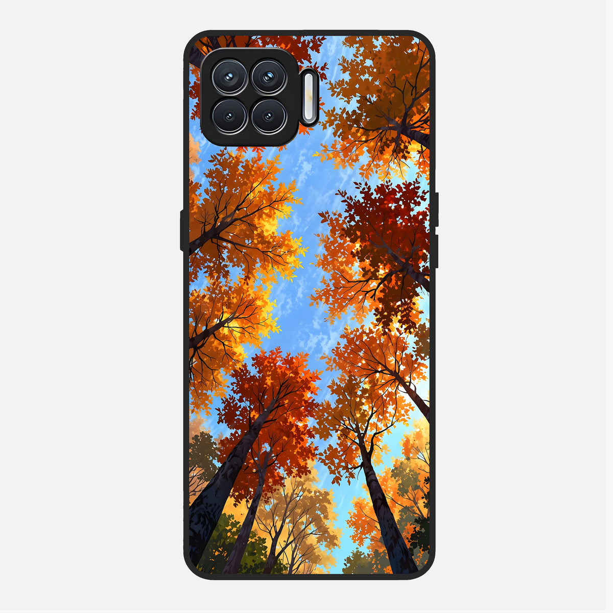  Autumn Sky Rise Glass Case For Oppo F17 back cover – full design glossy printed glass finish