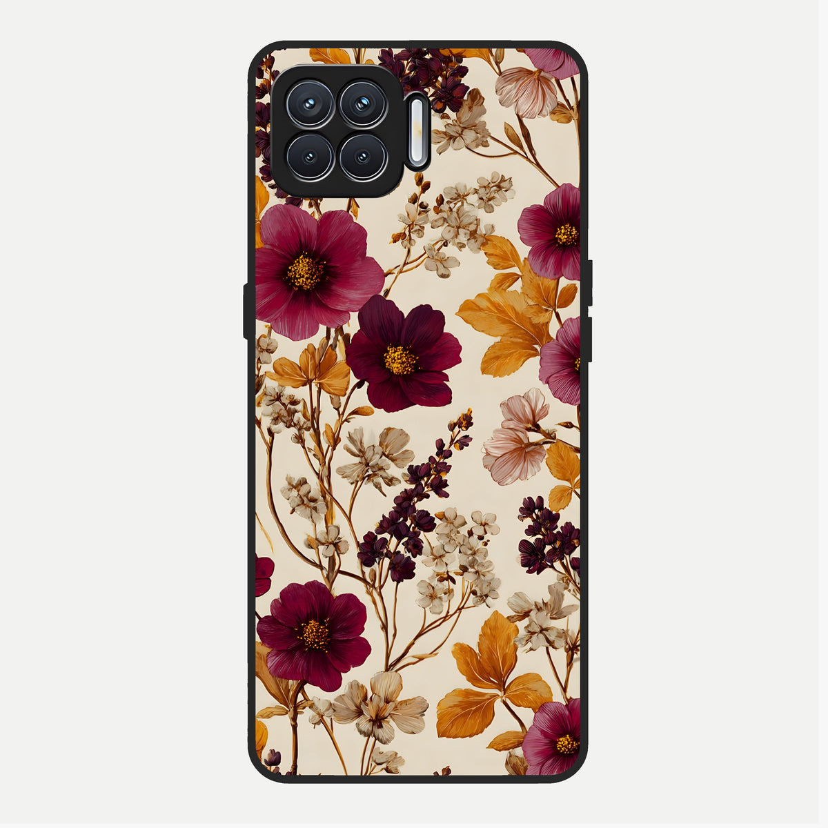  Autumn Wine Bloom Glass Case For Oppo F17 back cover – full design glossy printed glass finish