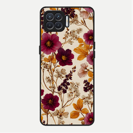  Autumn Wine Bloom Glass Case For Oppo F17 back cover – full design glossy printed glass finish