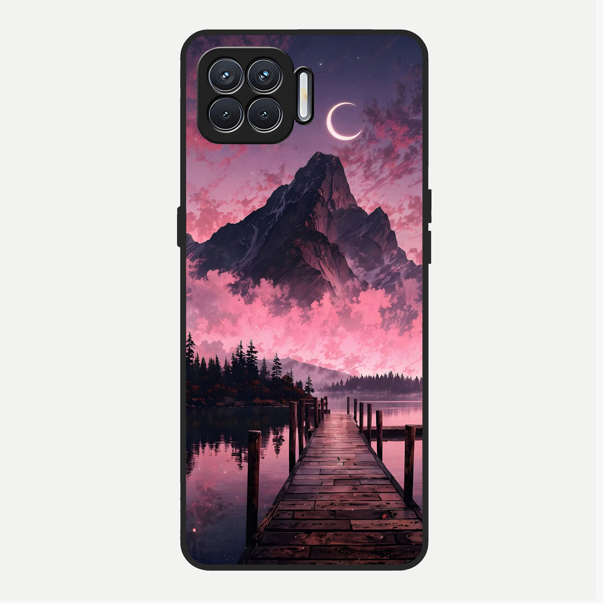  Beautiful Mountain View Glass Case For Oppo F17 back cover – full design glossy printed glass finish