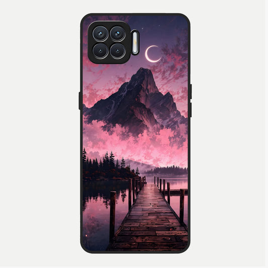  Beautiful Mountain View Glass Case For Oppo F17 back cover – full design glossy printed glass finish