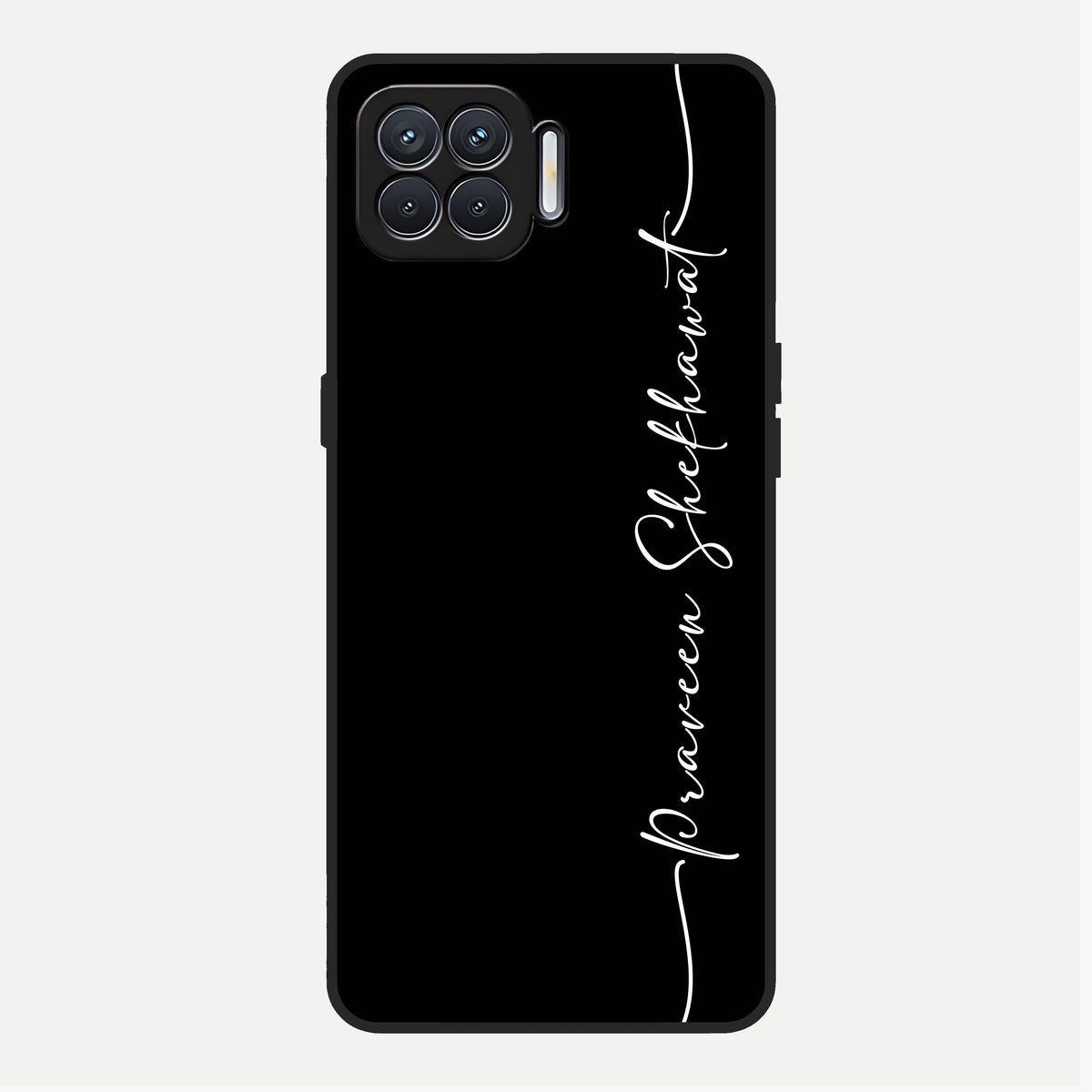  Black Tune Custom Name Glass Case For Oppo F17 back cover – full design glossy printed glass finish