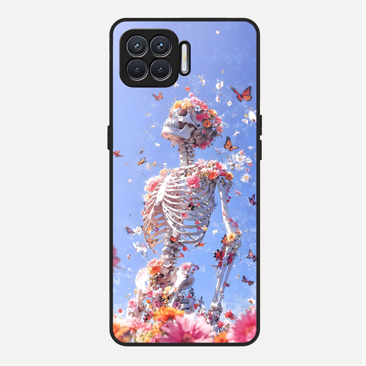  Bloom Beyond Bones Glass Case For Oppo F17 back cover – full design glossy printed glass finish