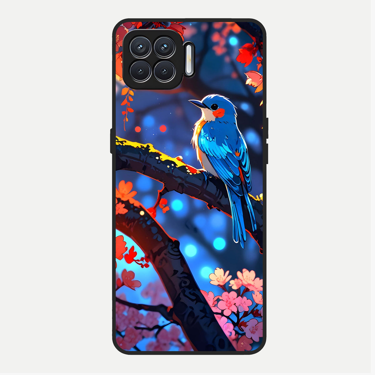  Blooming Water Drift Glass Case For Oppo F17 back cover – full design glossy printed glass finish