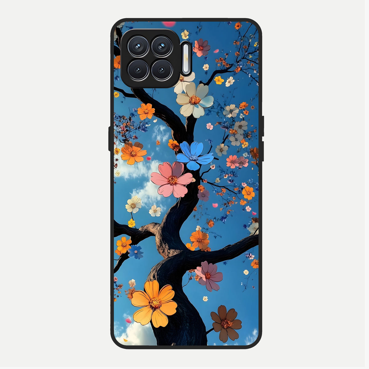  Blossom Dream Sky Glass Case For Oppo F17 back cover – full design glossy printed glass finish