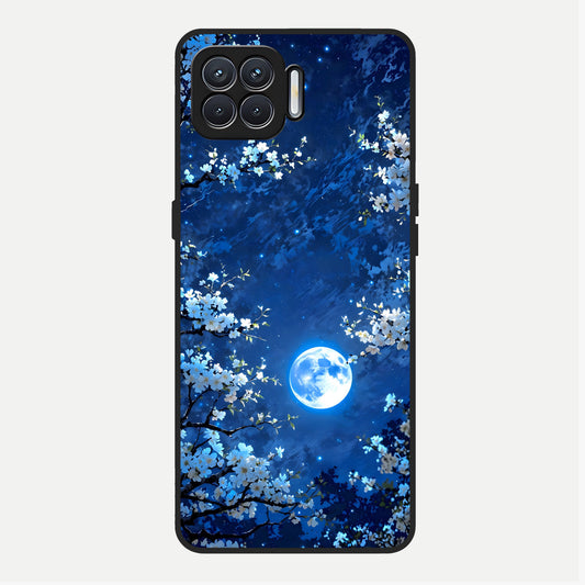  Blossom Moonlight Sky Glass Case For Oppo F17 back cover – full design glossy printed glass finish