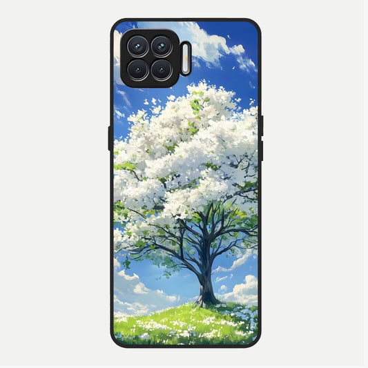  Blossom Sky Serenity Glass Case For Oppo F17 back cover – full design glossy printed glass finish