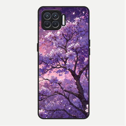  Blossom Tree Glass Case For Oppo F17 back cover – full design glossy printed glass finish