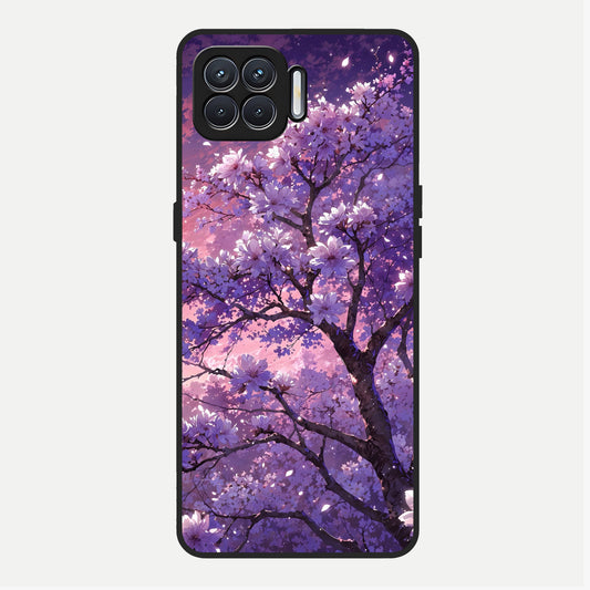  Blossom Tree Glass Case For Oppo F17 back cover – full design glossy printed glass finish