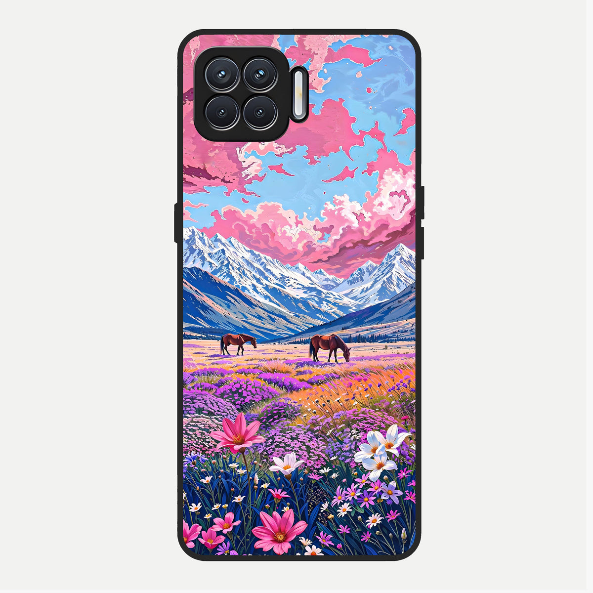  Blossom Valley Dream Glass Case For Oppo F17 back cover – full design glossy printed glass finish