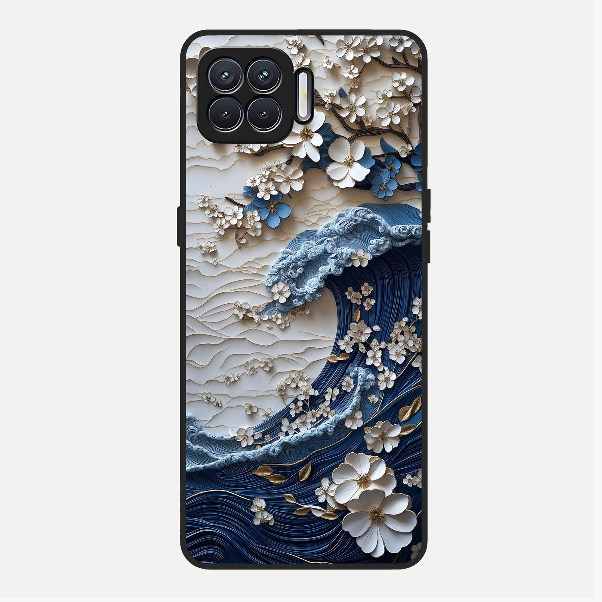  Blossom Wave Art Glass Case For Oppo F17 back cover – full design glossy printed glass finish
