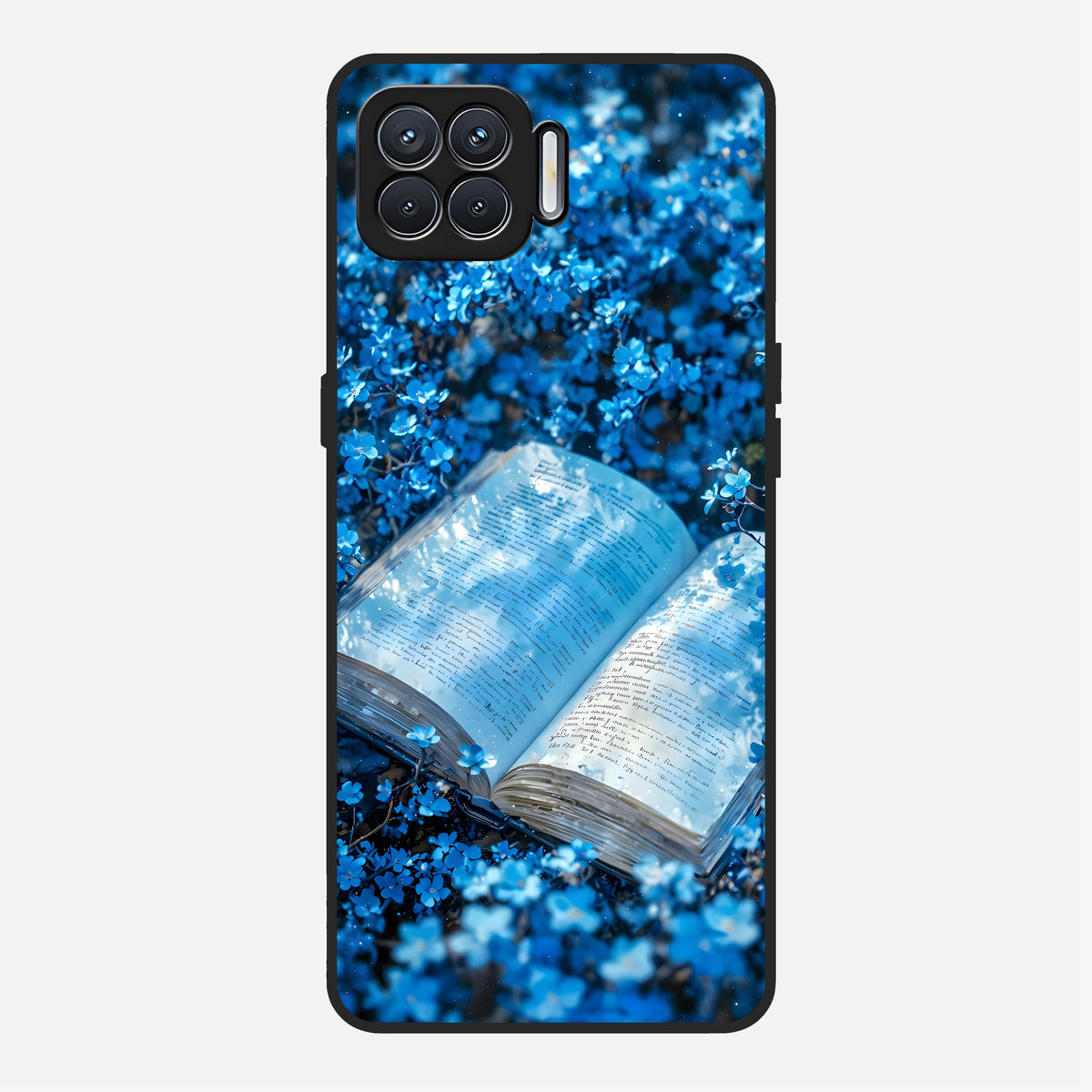  Blue Bloom Tales Glass Case For Oppo F17 back cover – full design glossy printed glass finish