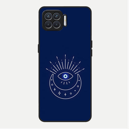  Blue Evil Eye Glass Case For Oppo F17 back cover – full design glossy printed glass finish