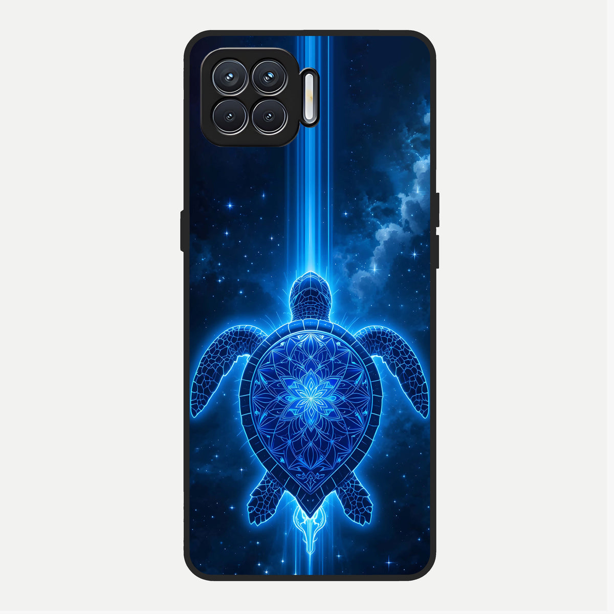  Blue Galaxy Turtle Glass Case For Oppo F17 back cover – full design glossy printed glass finish